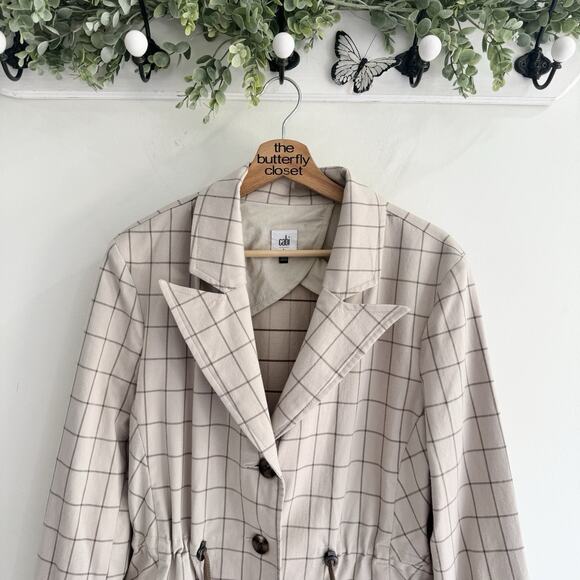 CAbi Windowpane Button Drawstring Jacket Large TS - Picture 2 of 4